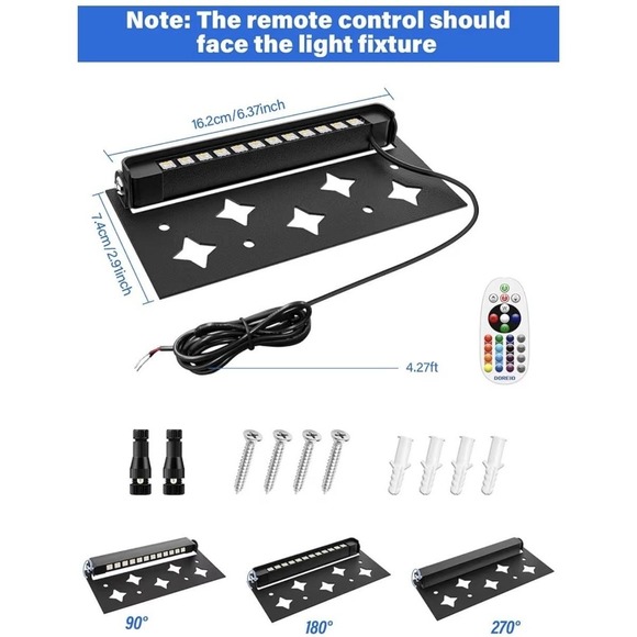 DOREIO RGB LED Wall Sconce 6 Pack Outdoor Hardscape Stair Deck Lights Black - Picture 7 of 10